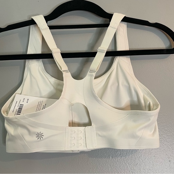 ATHLETA NWT ADVANCE ZIP FRONT SPORT BRA SZ/XS CREAM COLOR - Picture 4 of 7